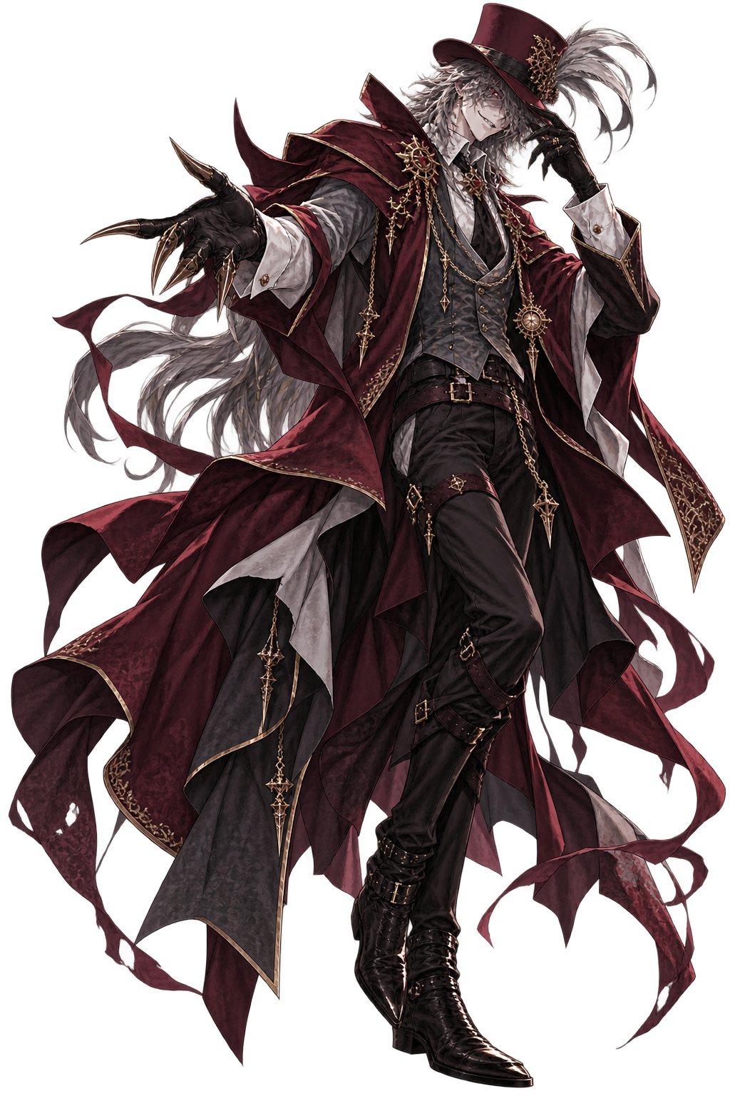 Tozen sous une forme de gentleman vampirique au chapeau bordeaux